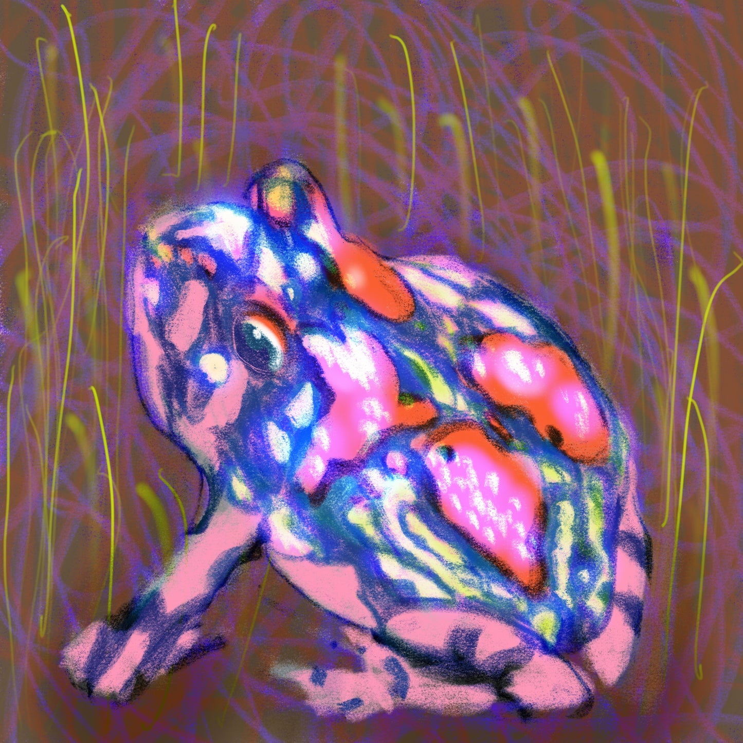 8x8 inch Limited Edition Art Print Framed "Frog 1-6"