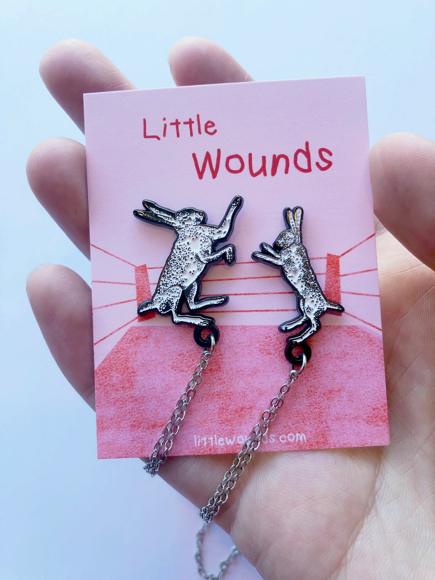 Boxing Hares Collar Pins